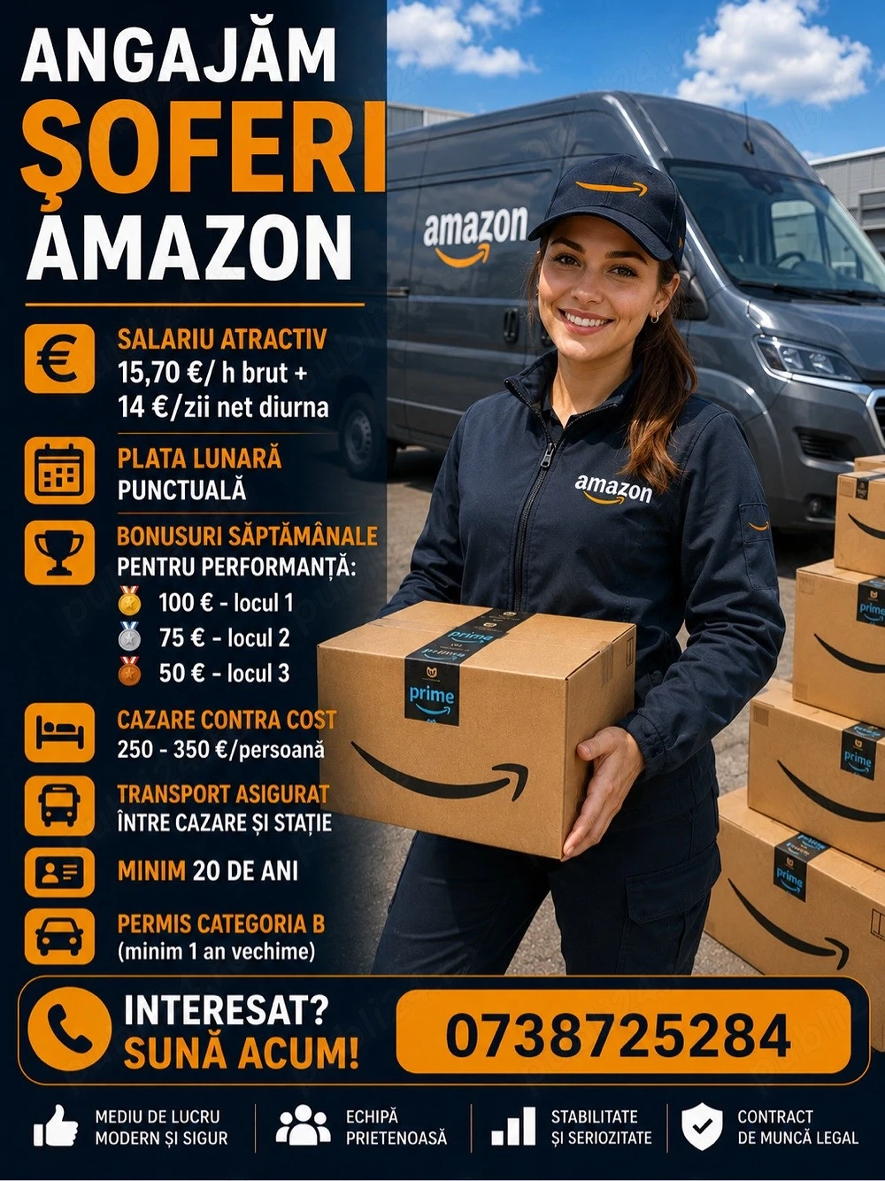 Angajăm Șoferi Livratori la Amazon