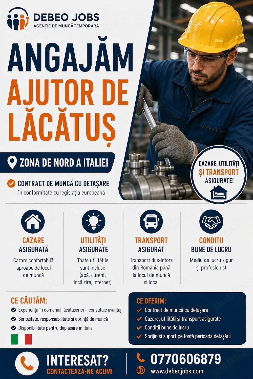 Ajutor de lacatus in zona de nord a Italiei