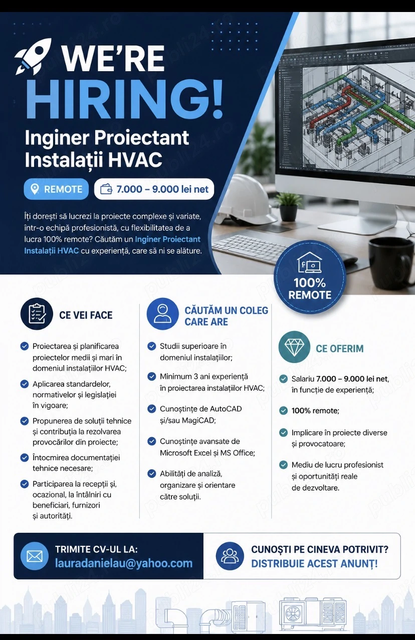 Inginer Proiectant Instalații Sanitare _Remote