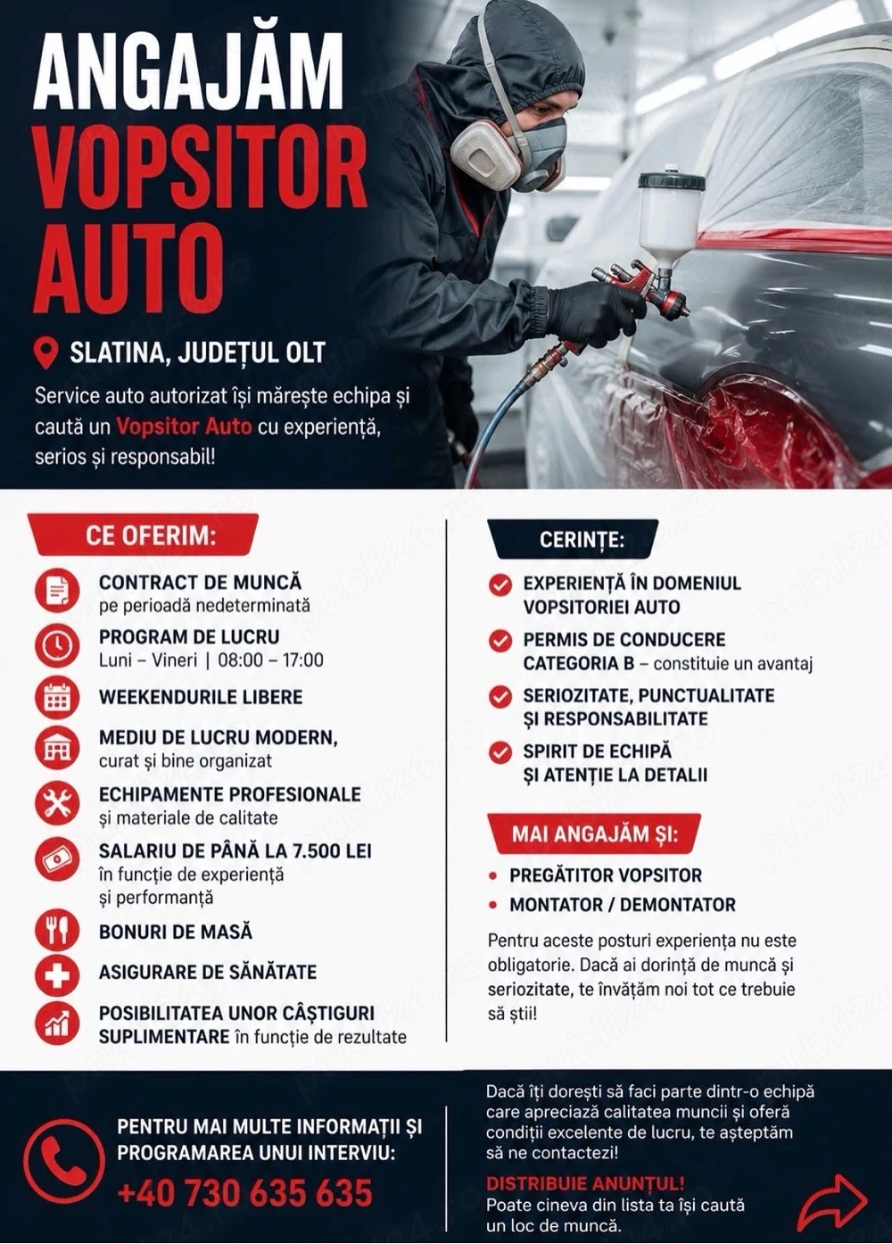 Angajam Mecanic Auto, Vopsitor