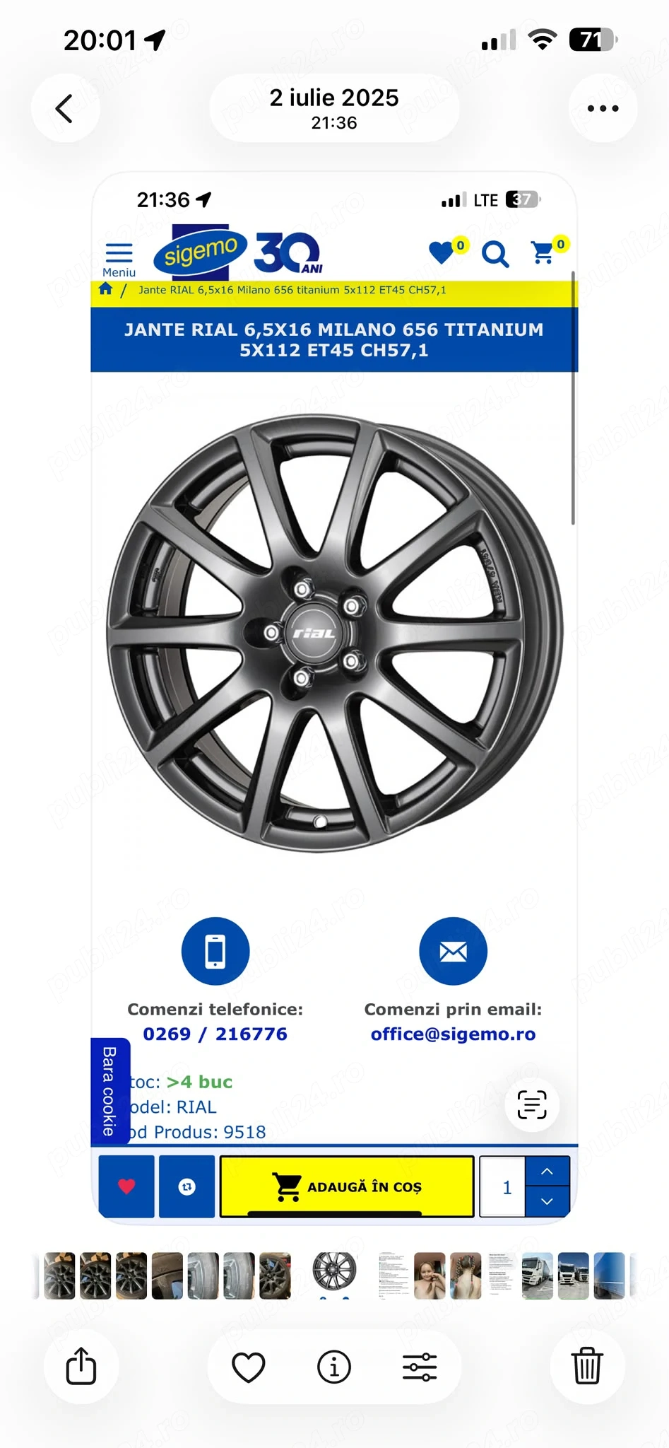 Jante auto, set 4 bucăți 