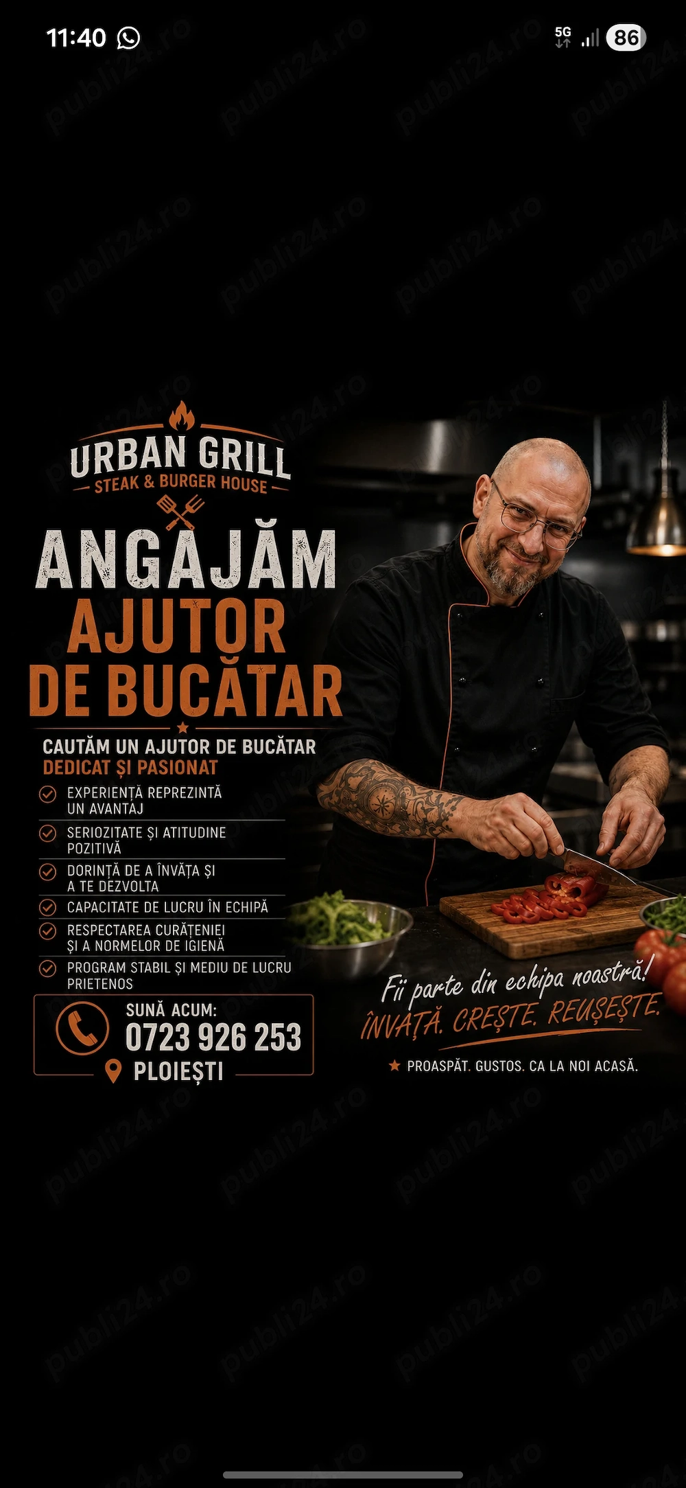  Angajăm ajutor de bucătar  PLOIEȘTI  