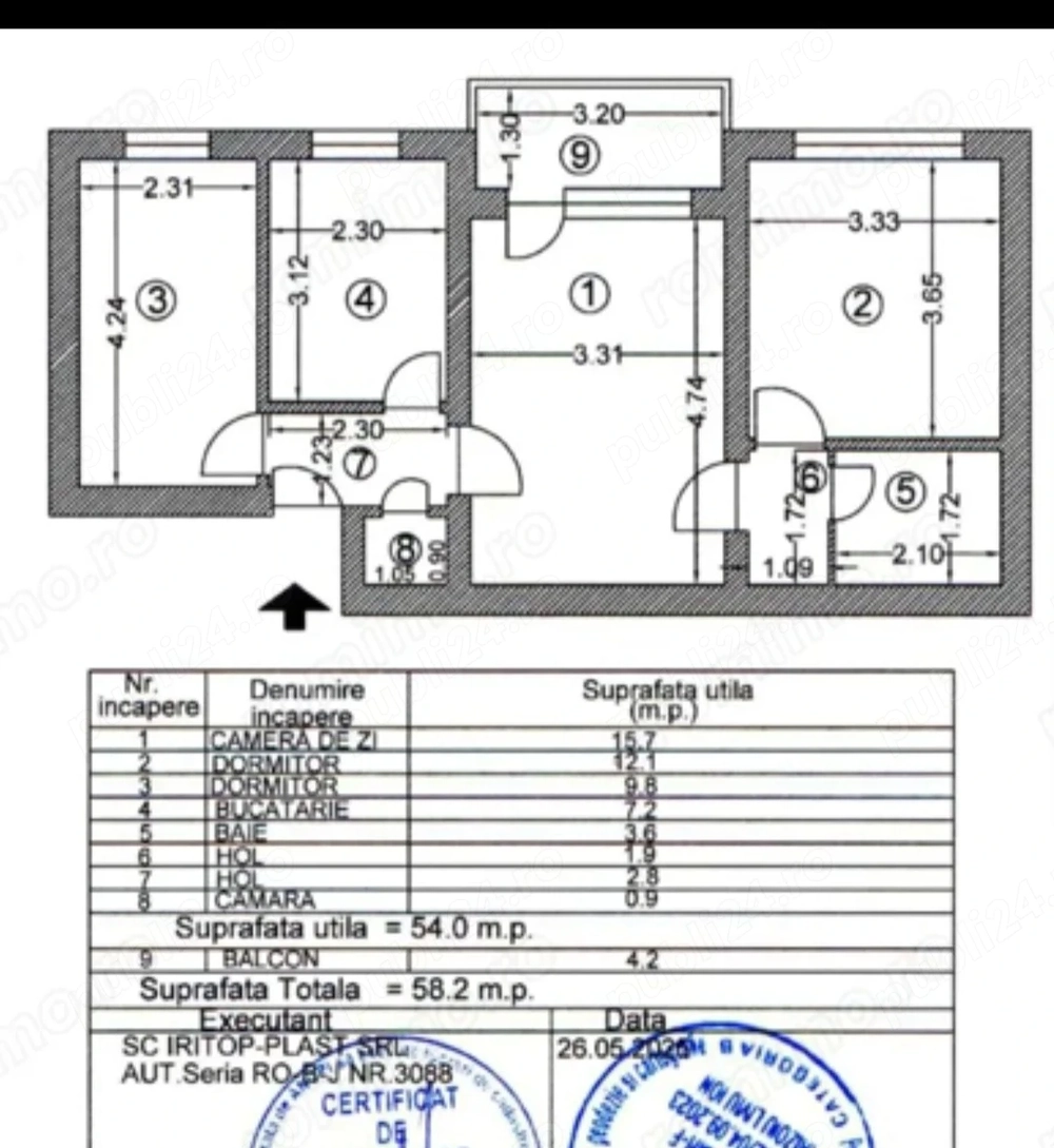 Vand apartament 3 camere bloc H3 scar 1 