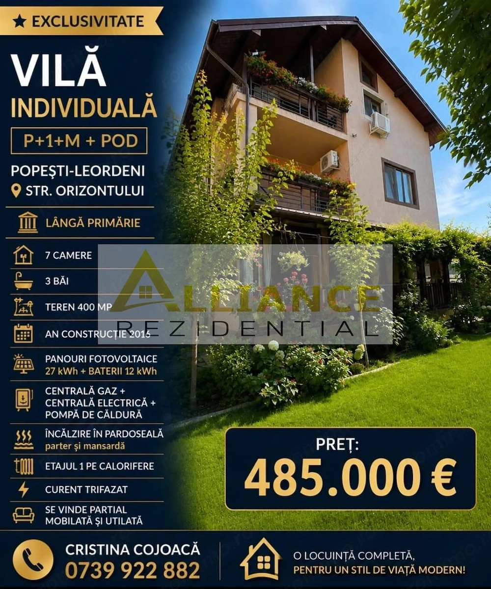 Vila Individuala 7 camere Popesti Leordeni 400 mp teren 240 MPU