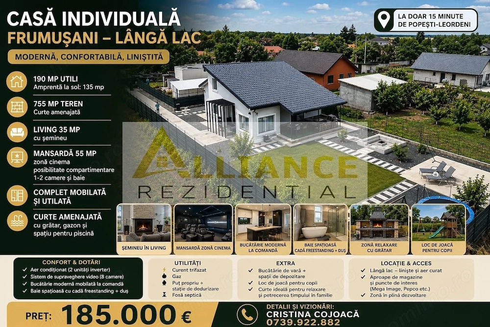 Casa Individuala Frumusani 755 mp Complet Mobilata si Utilata