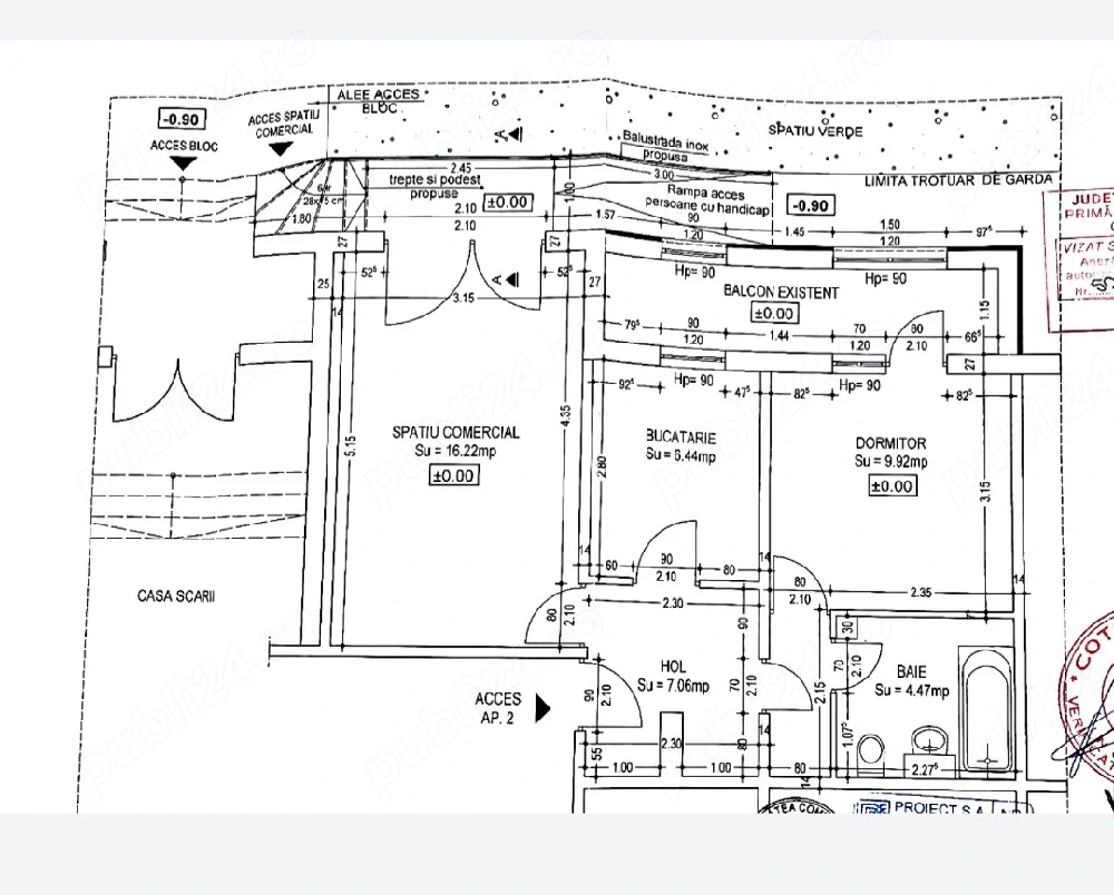 Ocazie!!! apartament 2camere dec.77000  
