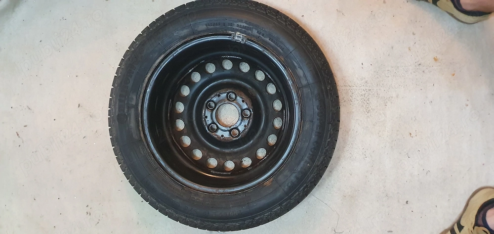 Roată completă Continental 185/65 R15 + jantă tablă 5x100 ET49 VW Golf 4 Bora Octavia