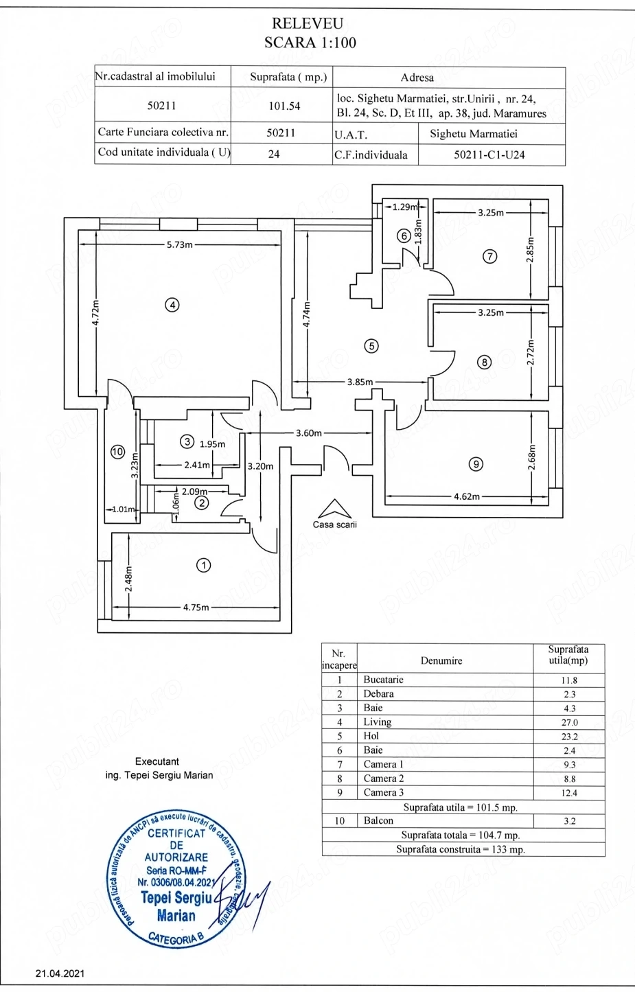 Apartament 4 camere, 2 bai