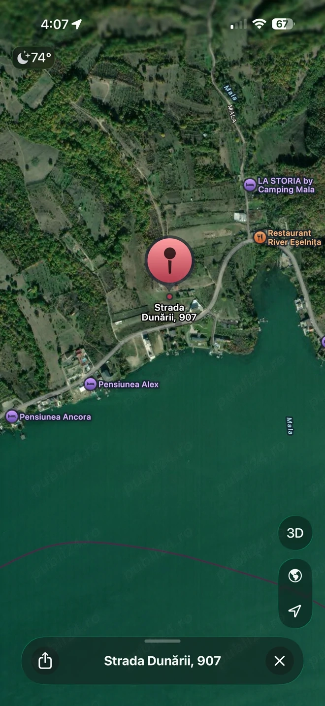 Pamant de vanzare extravilan cu vedere la Dunare , intr-o zona turistica , marimea 4024mp, Eselnita.