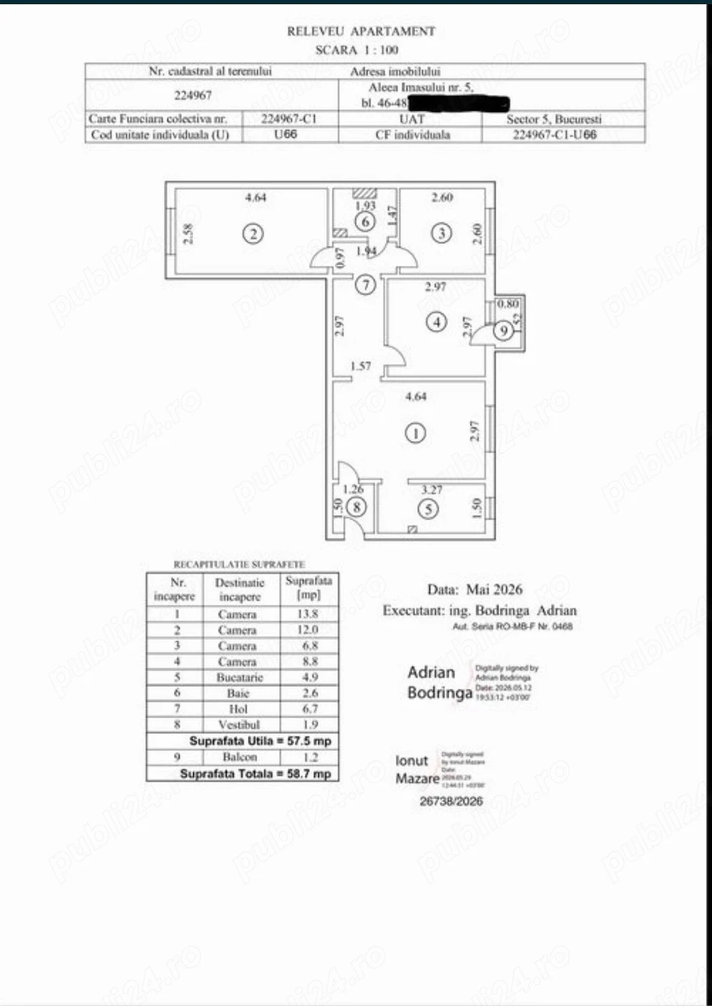 Apartament 4 camere Aleea Imasului