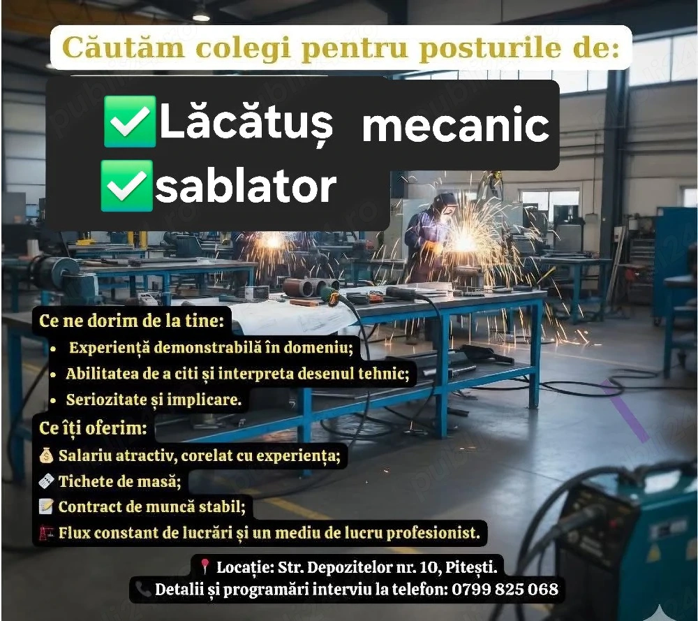Lăcatus mecanic, Roma2s Transylvania Inginerie angajeaza Lacatuș mecanic