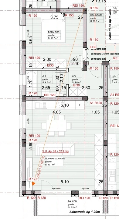 Apartament 2 camere, 53 mp utili, balcon 5,50 mp, Giroc