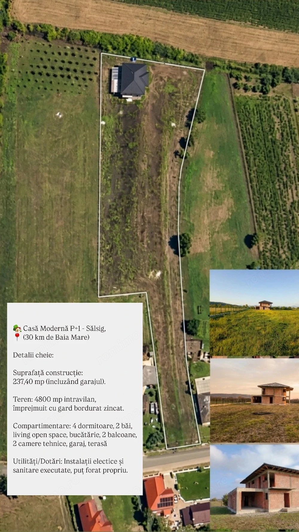 Casă modernă 237 mp + Teren 4.870 mp Intravilan | Sălsig, Maramureș