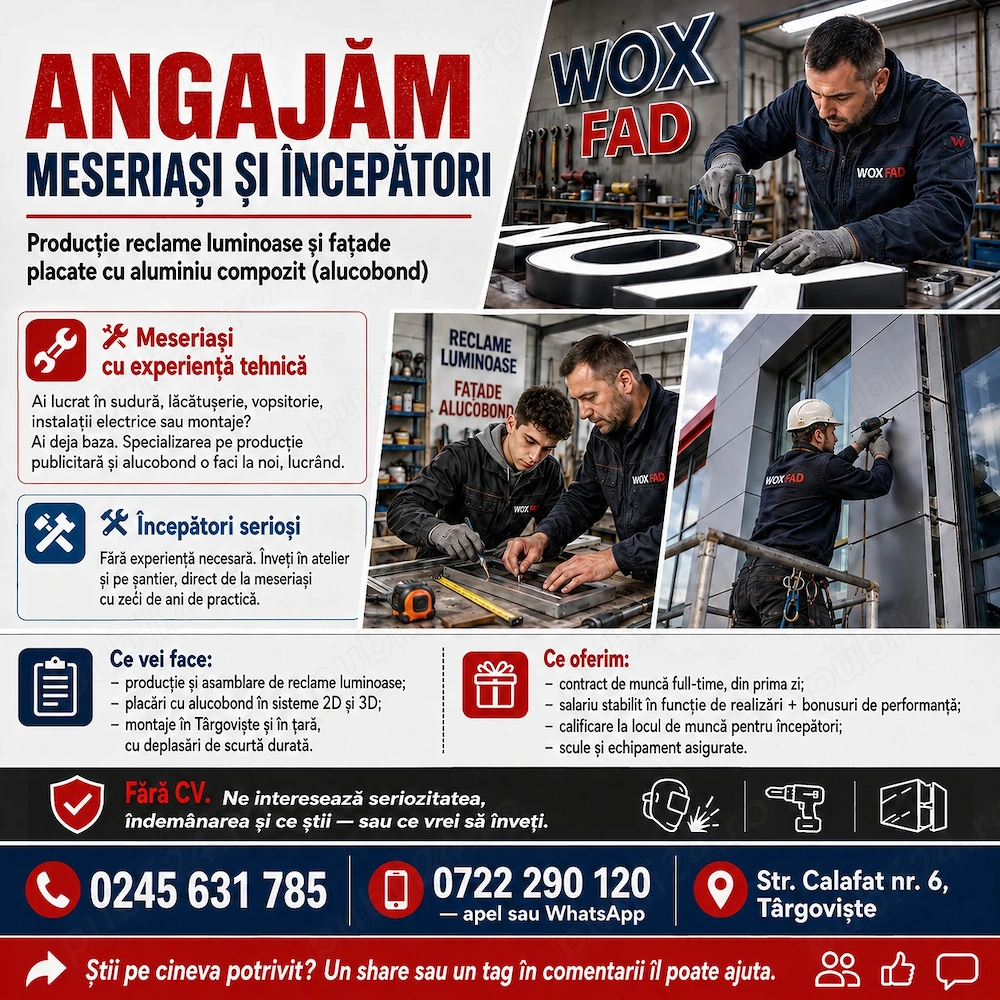 Tehnicieni producție reclame publicitare și placare cu alucobond