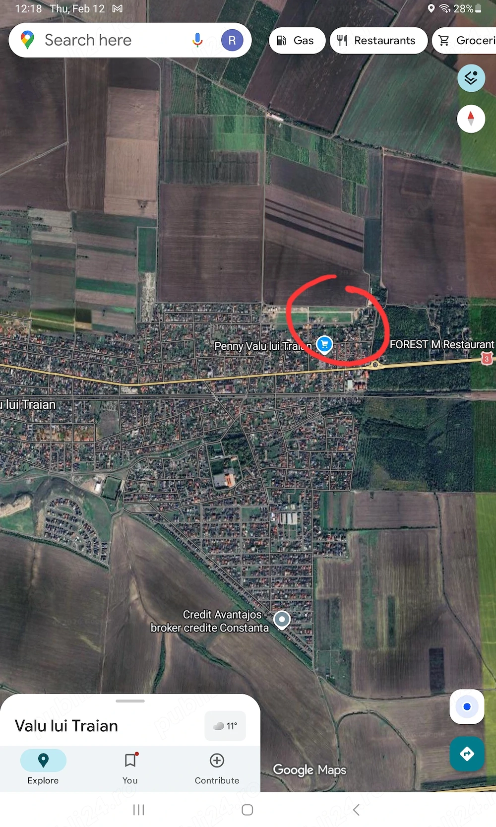 Proprietar   Vând teren 378 mp în Valu Traian, str. Atena, deschidere 14m   55.000  