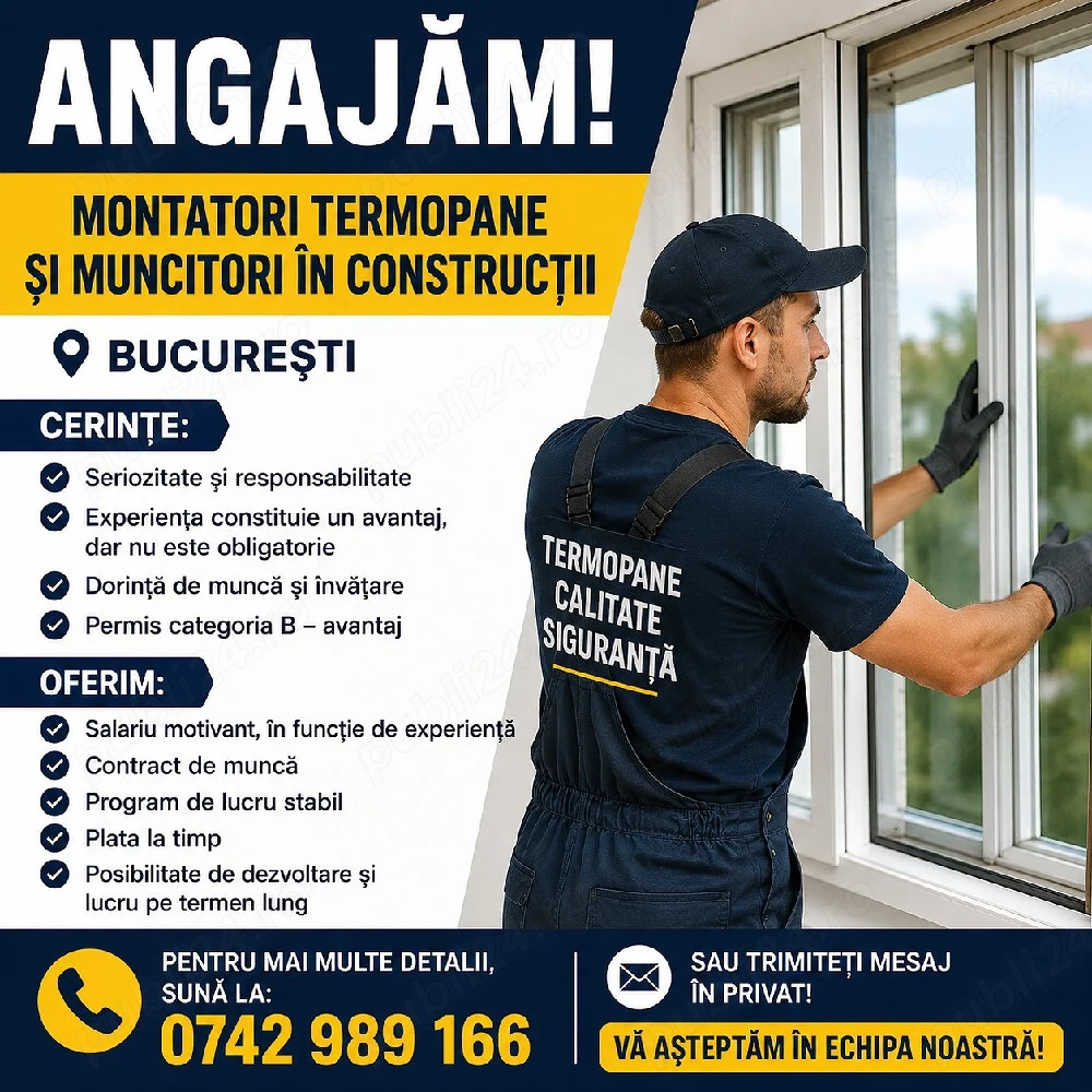 angajare montator termopane Bucuresti