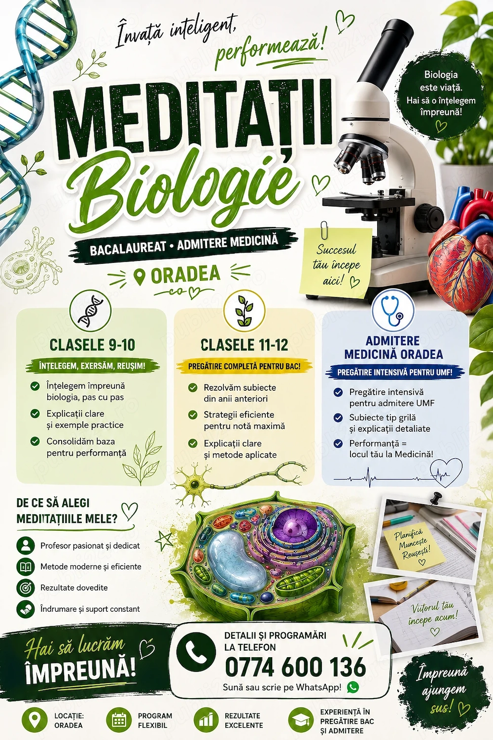 Meditații biologie - Oradea ( bacalaureat și admitere medicină) 