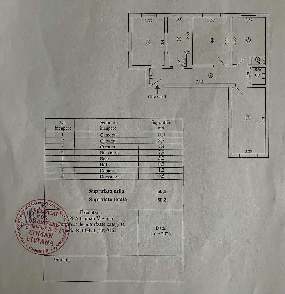 Vând schimb apartament 3 camere Micro 40 decomandat 