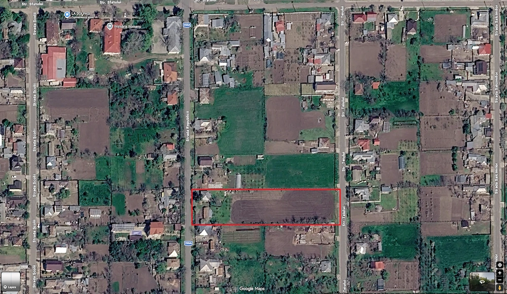 Vând teren intravilan 5000 mp, cu casă, livadă și vie   Romanu, jud. Brăila