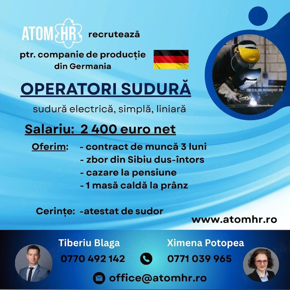 Angajăm Sudori pentru companie din Germania!
