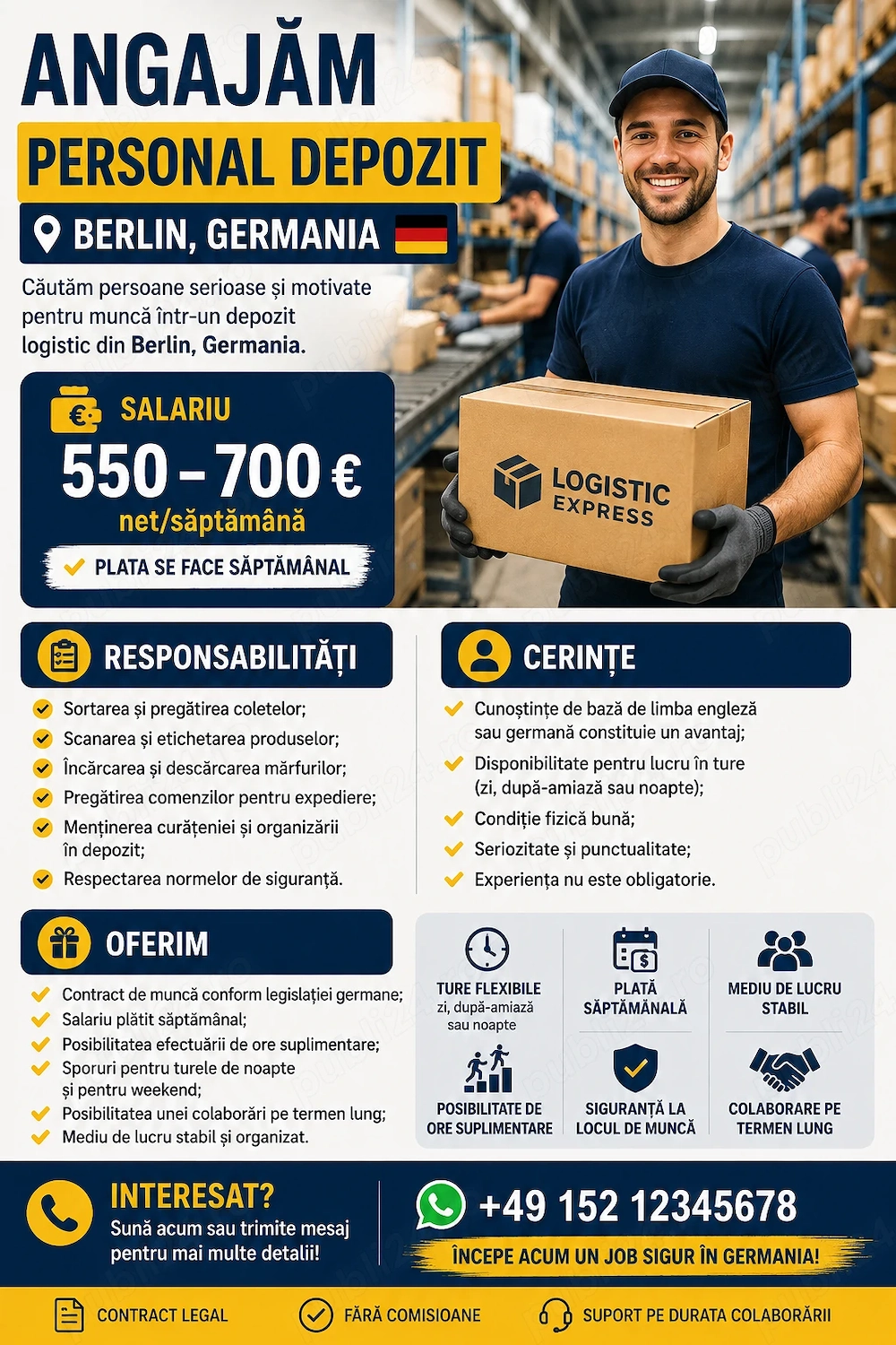 Angajăm Personal Depozit   Berlin, Germania 