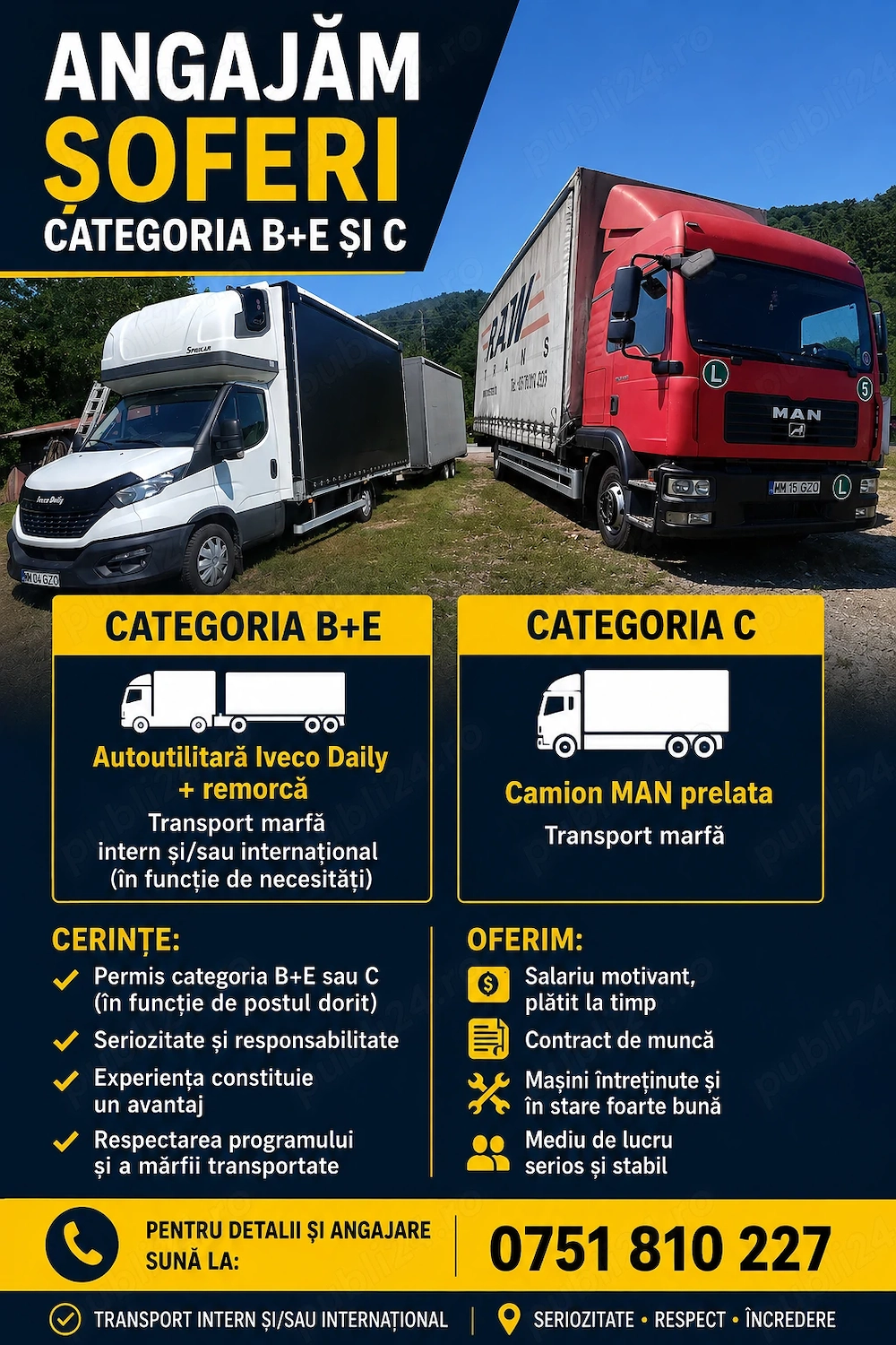 Amgajam șoferi categoria B+E SAU C