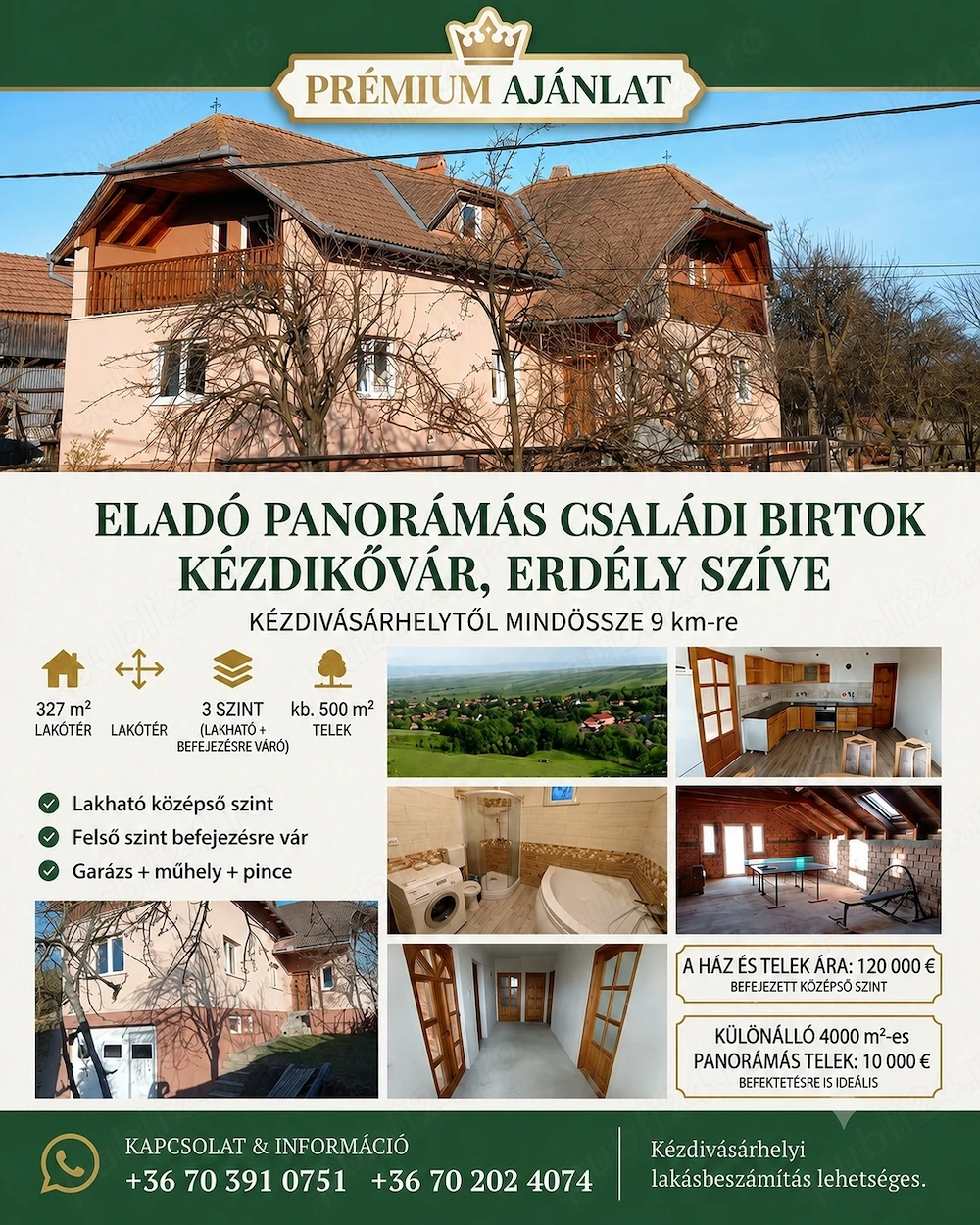 Casă cu panoramă deosebită   Panorámás családi ház   Petriceni (Kézdikővár)