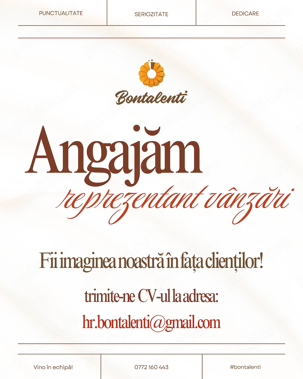 Angajăm personal vânzări în brutărie artizanală!