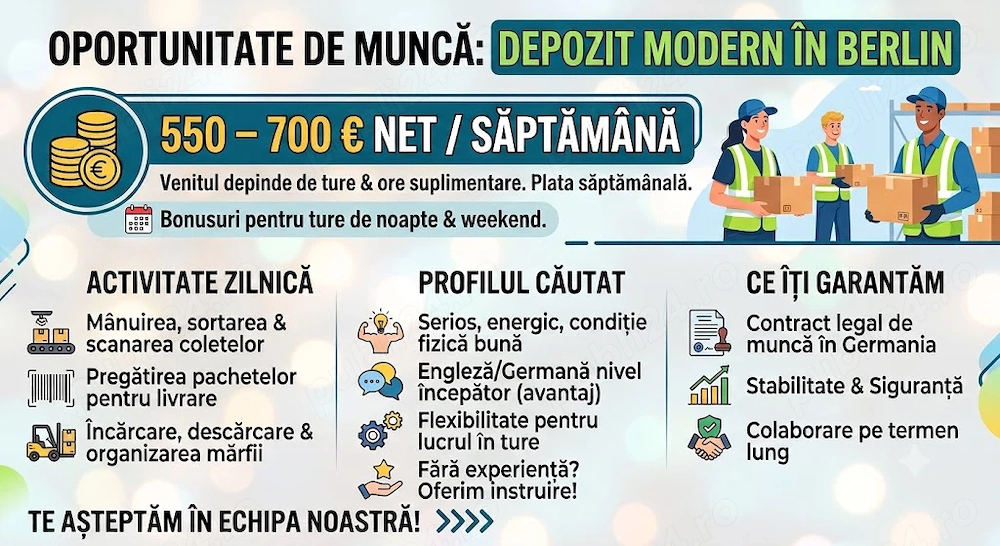 Ești pregătit pentru o nouă schimbare? Te așteptăm într-un depozit modern din Berlin!