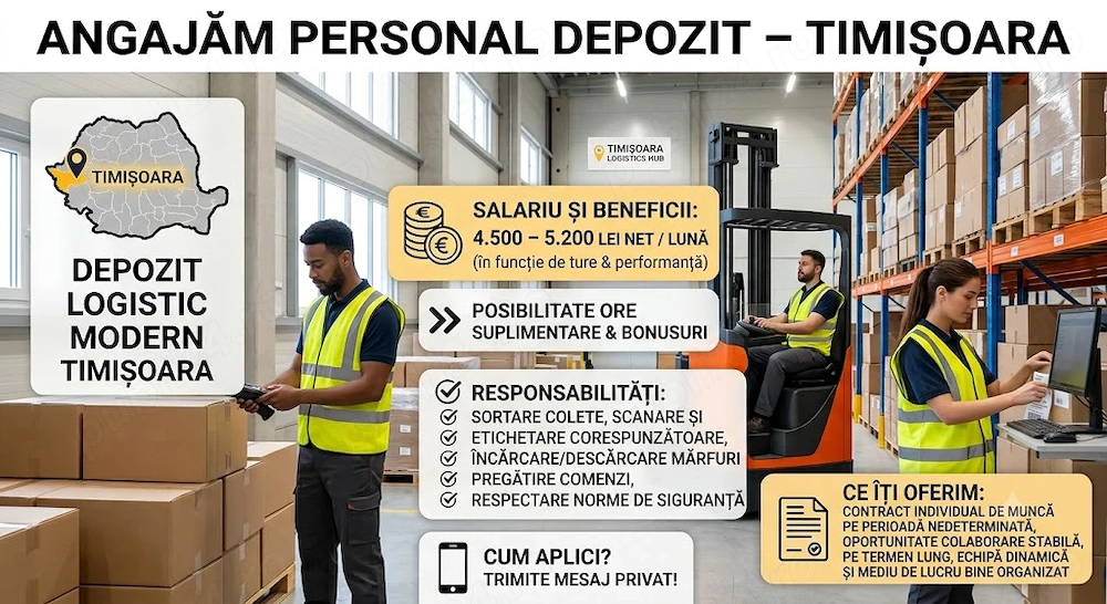 Angajăm Personal Depozit   Timișoara