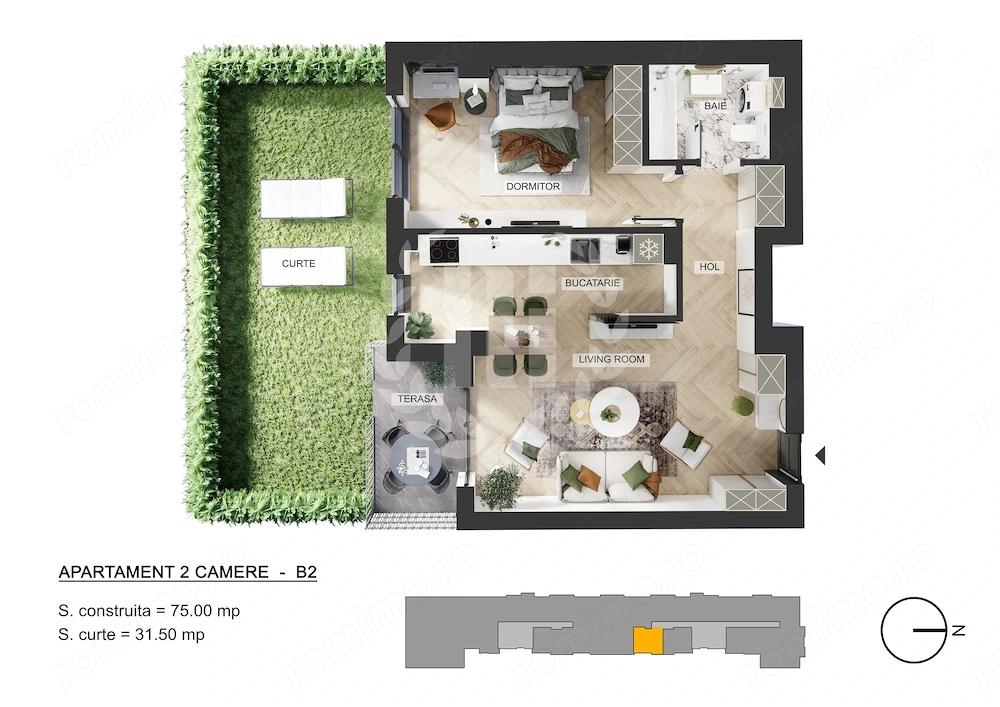 Apartament 2 camere | Pipera Plaza | Gradina privata | Bloc Finalizat