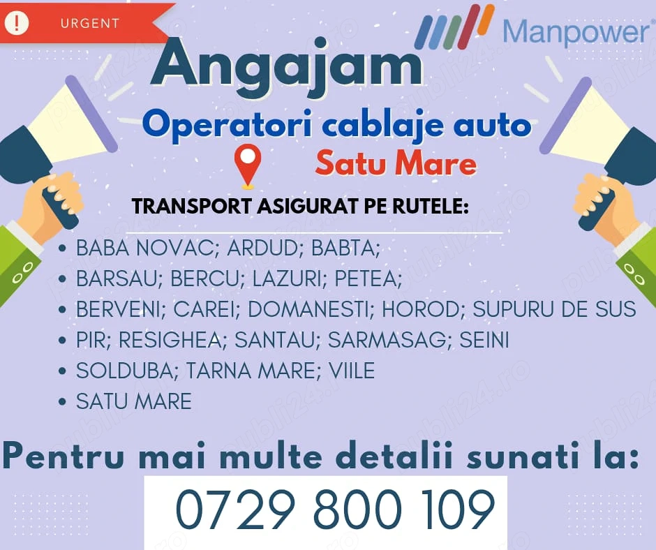 Angajam Operatori cablaje - Satu Mare