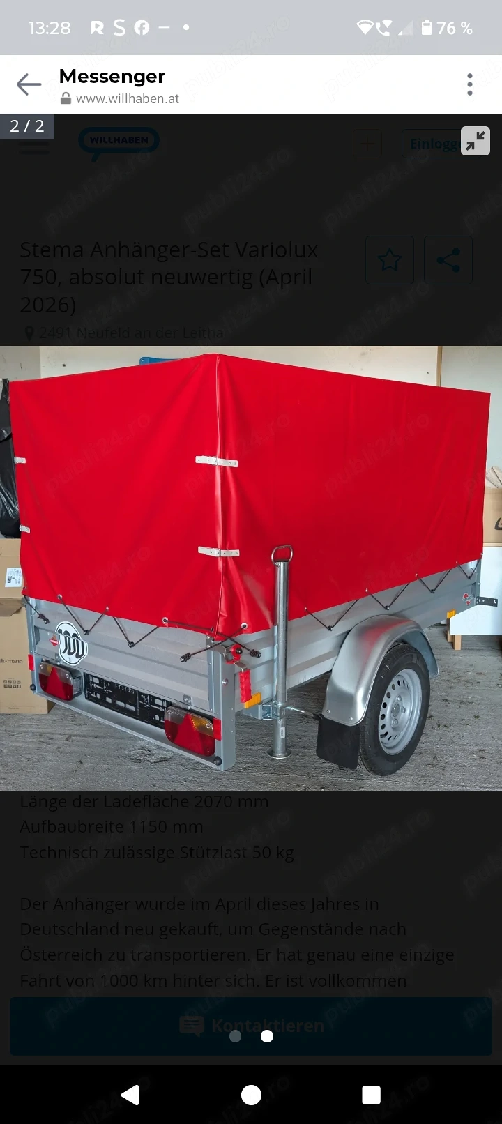 Remorcuta  750 dimensiuni 205 .110