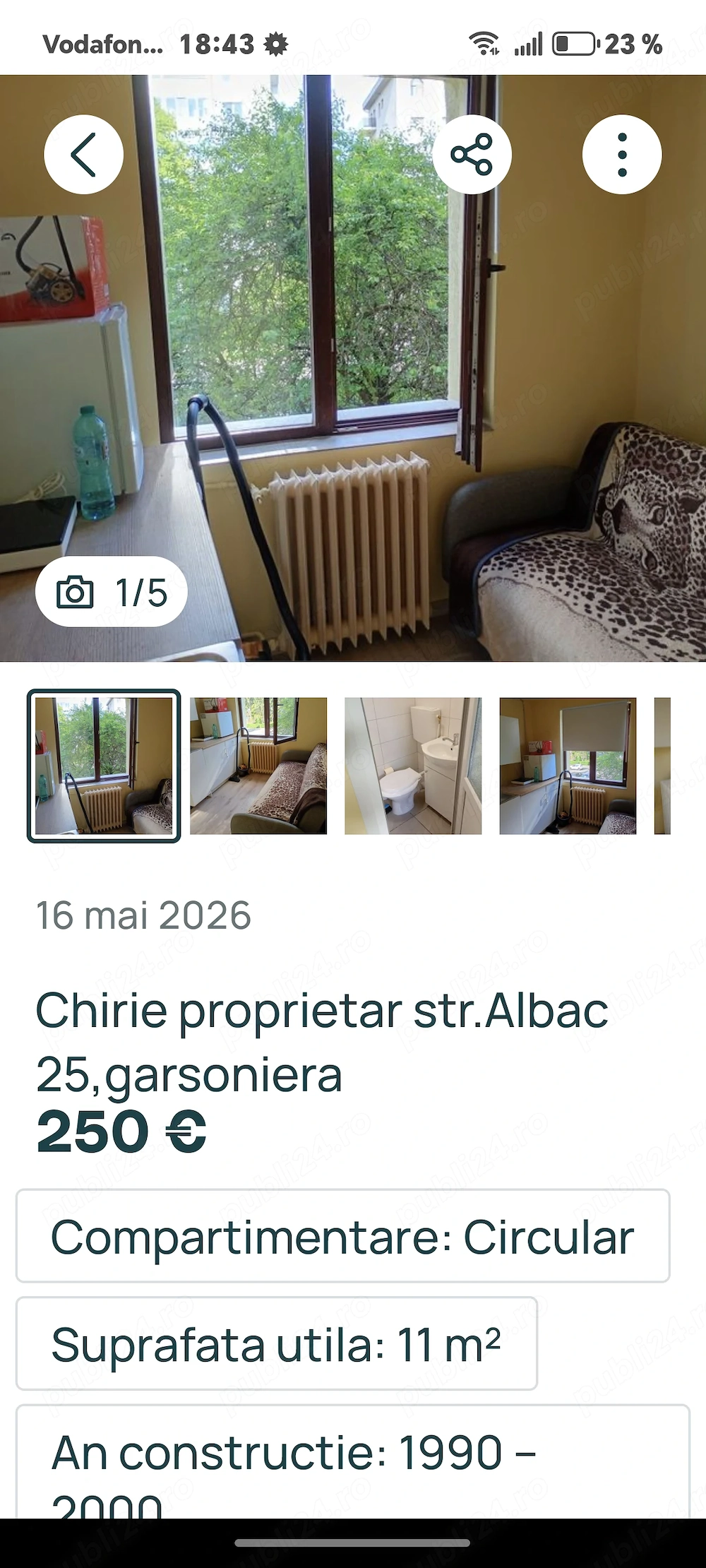 Garsoniera Albac direct de la proprietar, aproape de stație,cartier Gheorgheni, aproape de Iulius ma