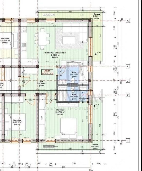 GIROC - 3 CAMERE SI 2 BAI - TERASE 19MP - POD - PARCARE INCLUSA