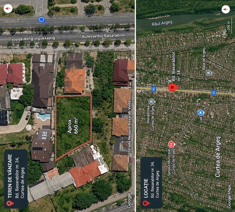 Teren intravilan construibil, 660 mp, situat pe Bulevardul Basarabilor, cu deschidere la drum.