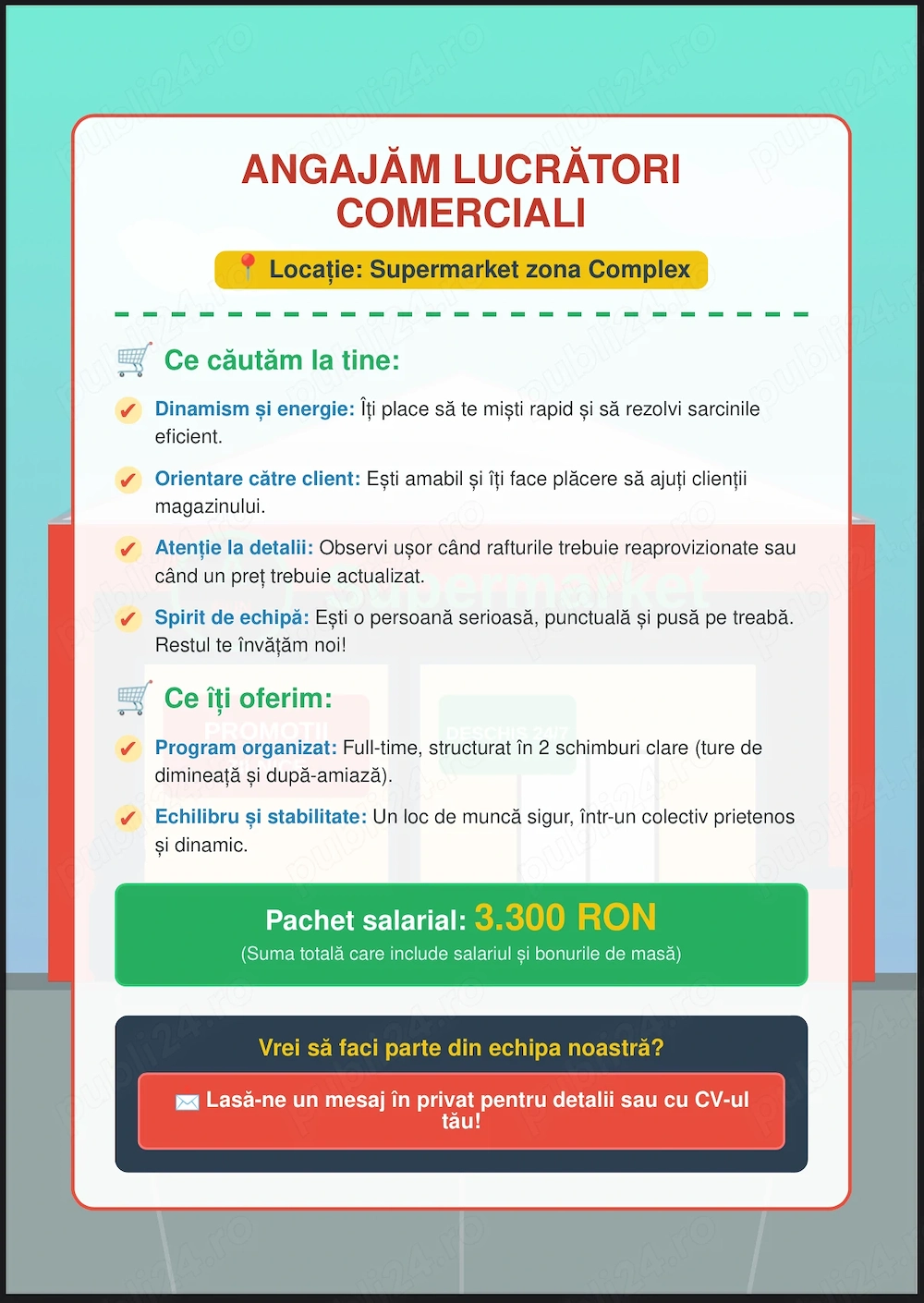 Angajăm casier lucrator comercial în complexul studențesc timișoara 