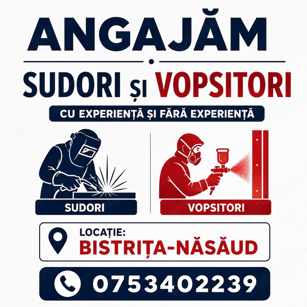 Angajez sudor, vopsitor cu sau fără experiență 