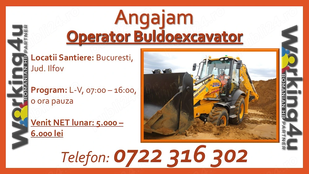 Operator Buldoexcavator - Santiere Bucuresti si Ilfov