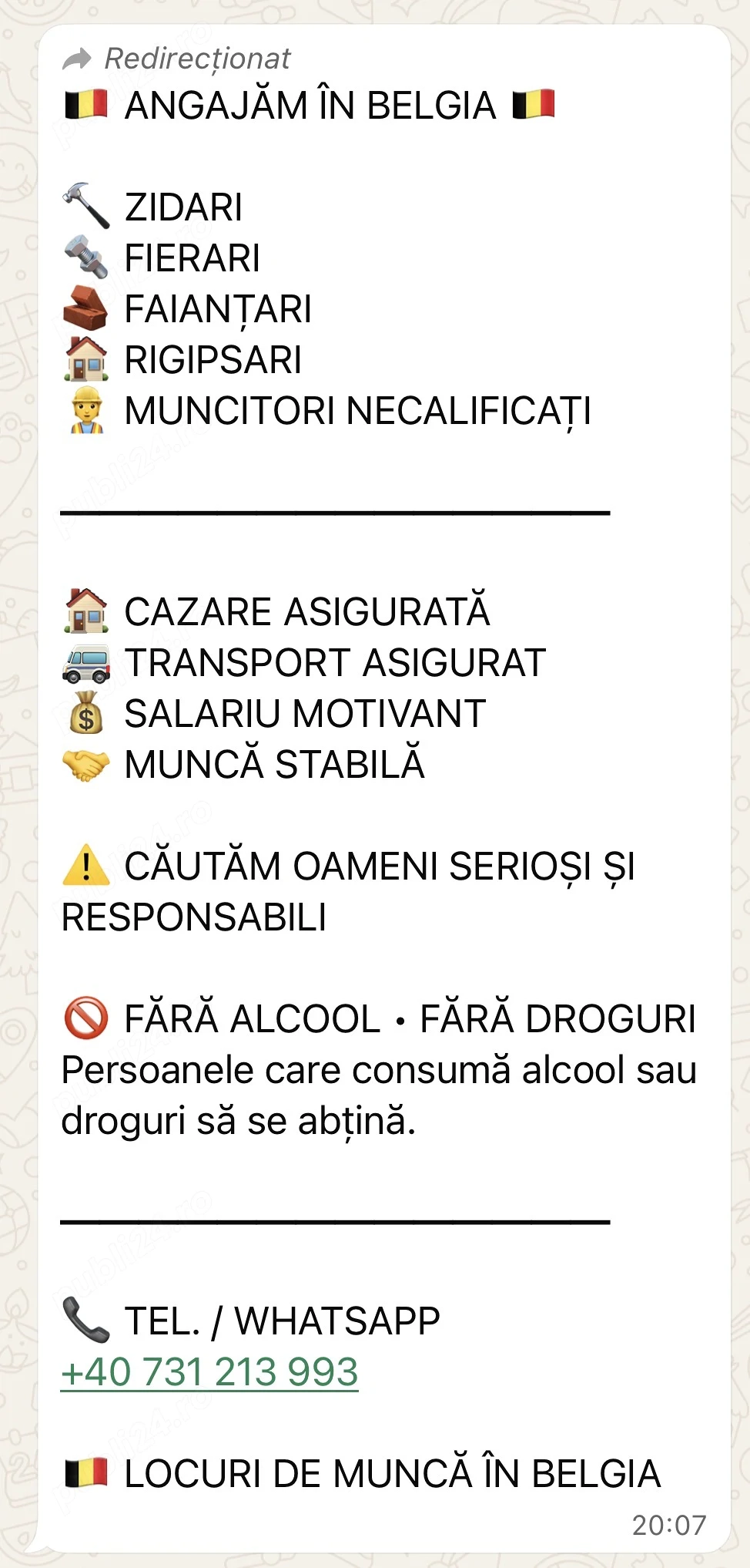 Loc de muncă Belgia salariu motivant