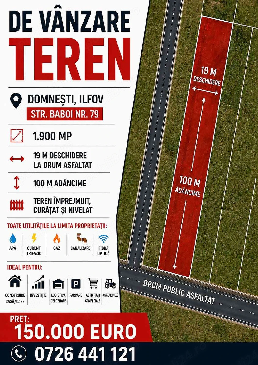 Proprietar Vand Teren Domnesti Ilfov - Posibilitate Rate!