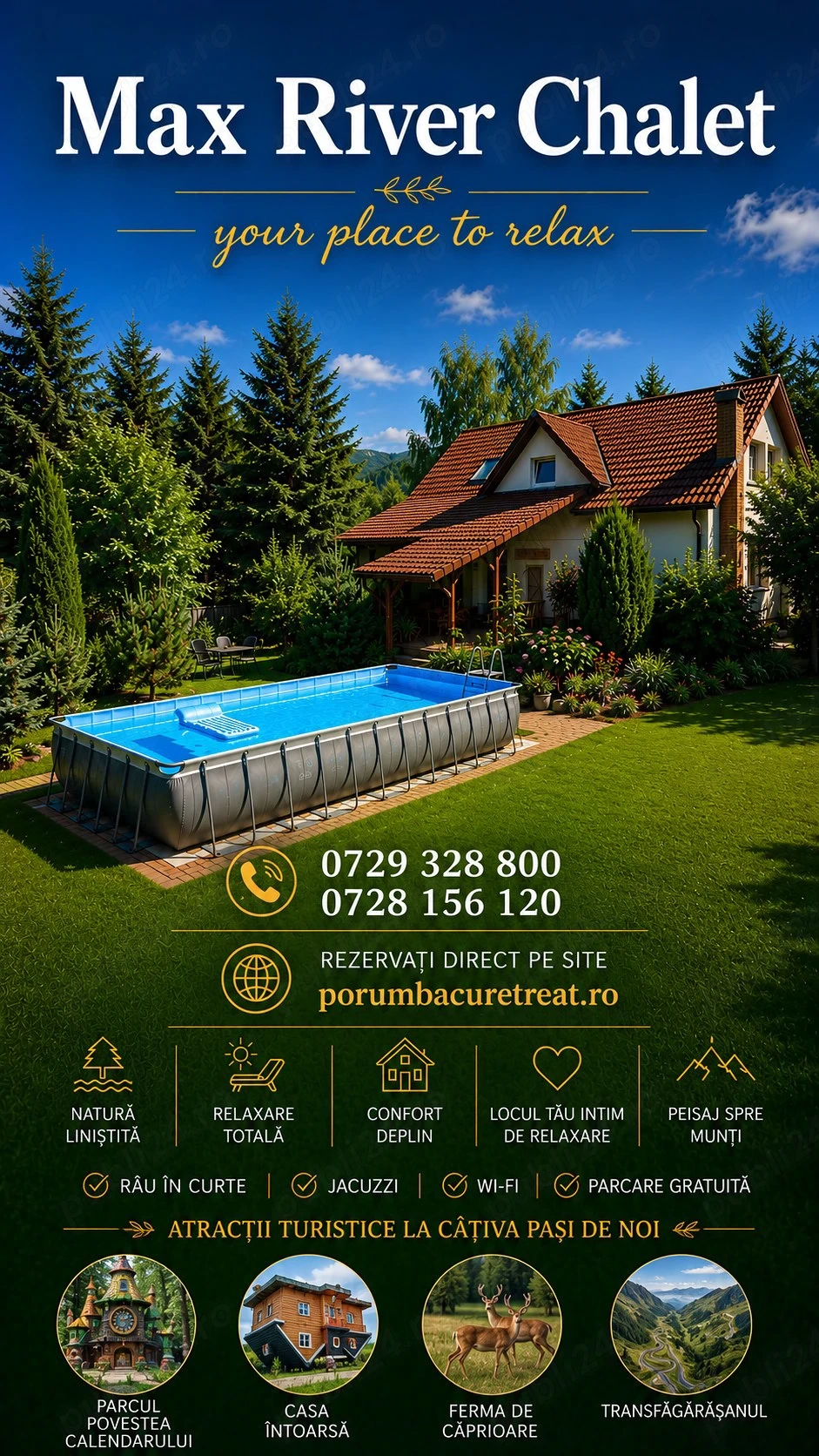 Cazare -Cabane cu Piscină si Jacuzzi la Munte