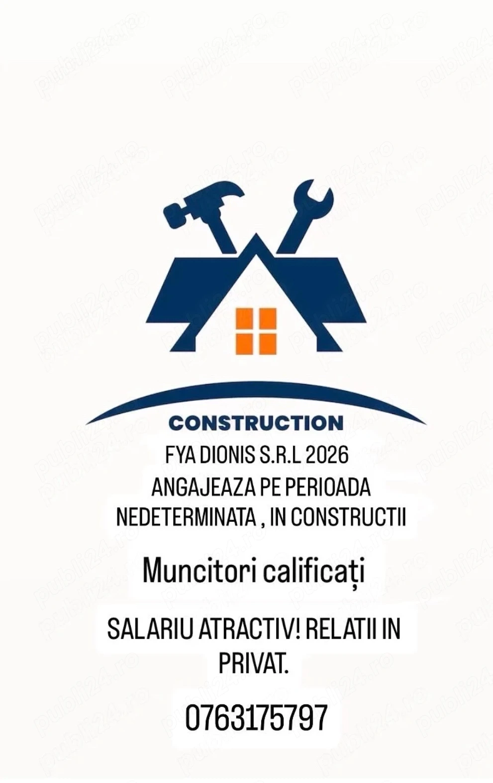 Angajam muncitori calificați în constructii 