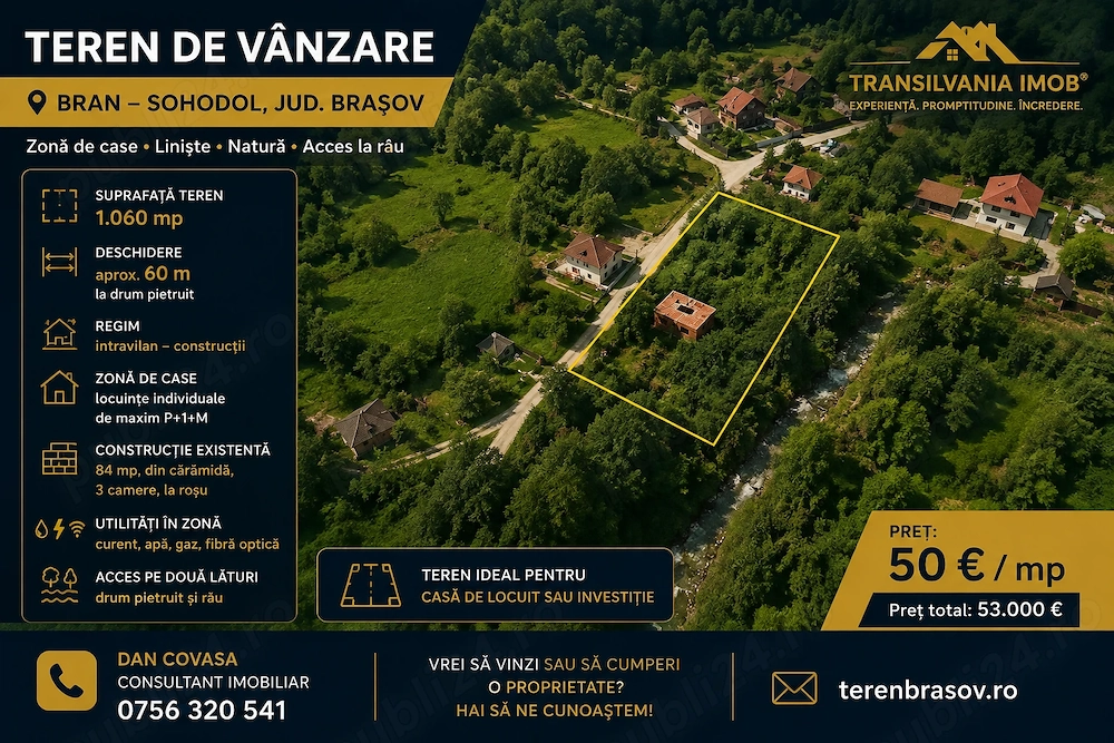 Teren rezidential Bran Sohodol zona de case