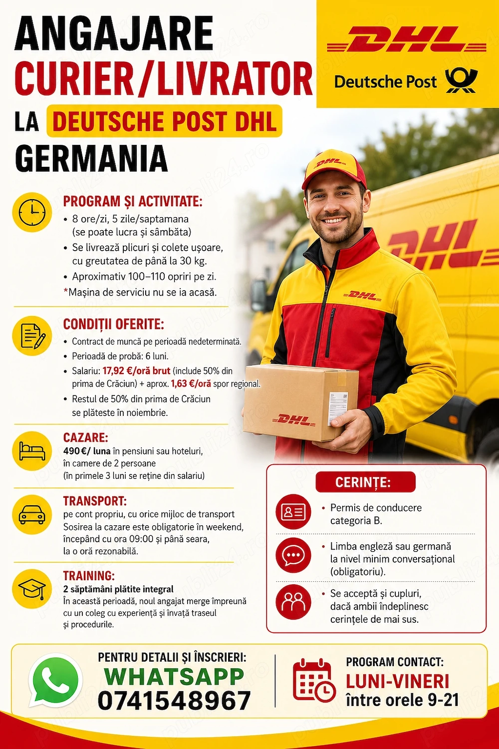 Angajare curier livrator Deutsche Post DHL Germania 