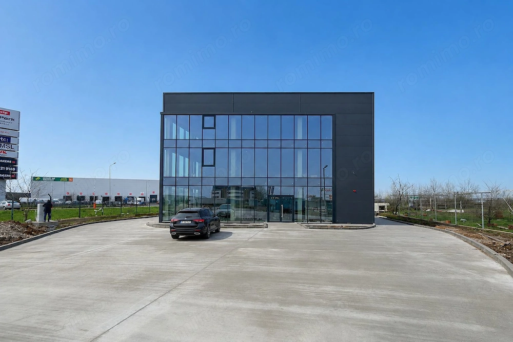 Spațiu logistic nou, cu 4 hale plus showroom și spațiu birouri P+2