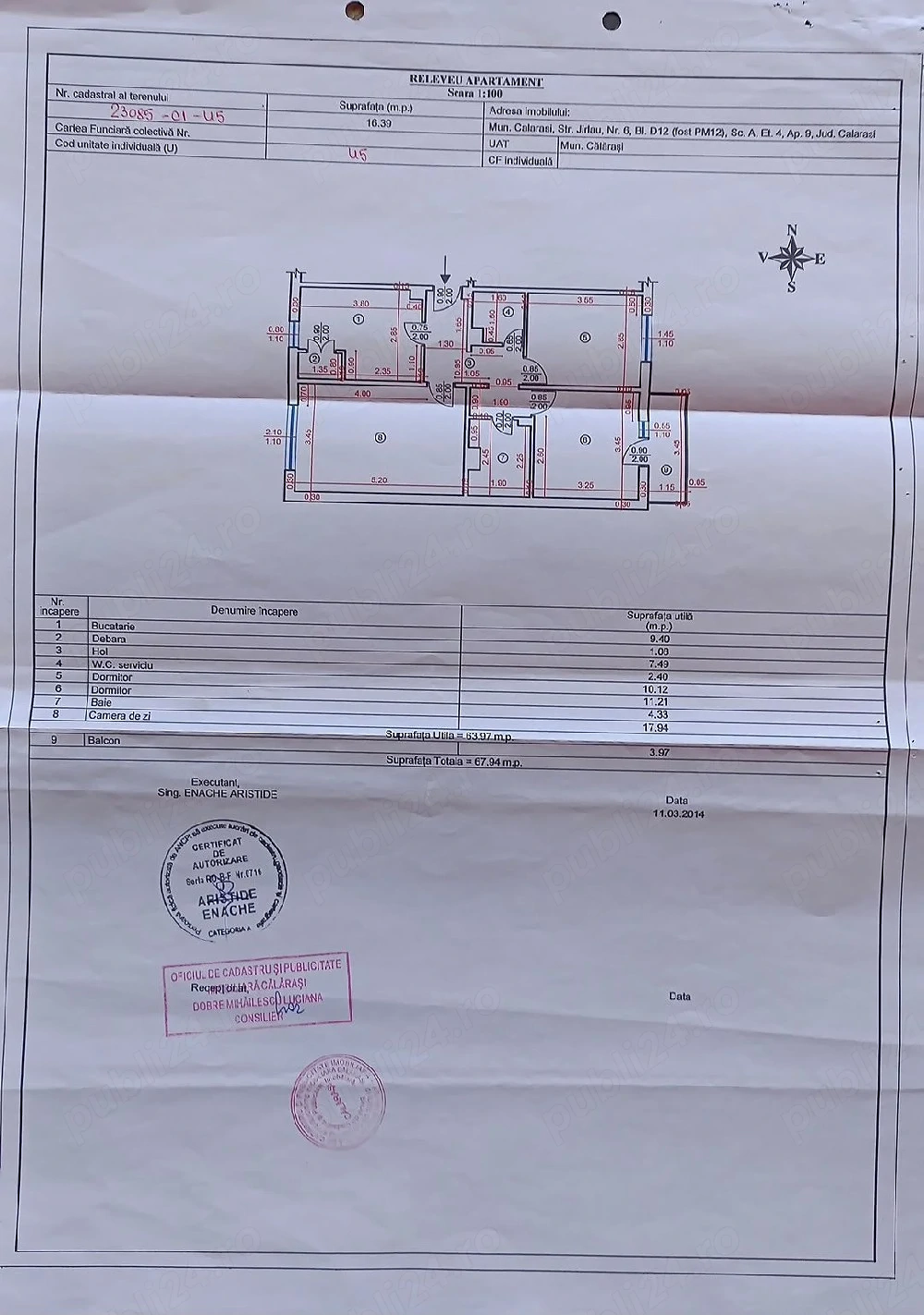 Apartament cu 3 camere   Etaj 4 | Centrală proprie & Aer condiționat