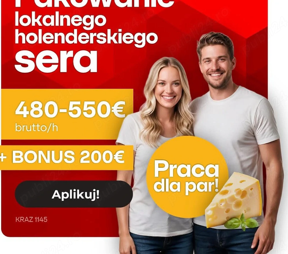 Angajam cupluri la cașcaval in Austria 