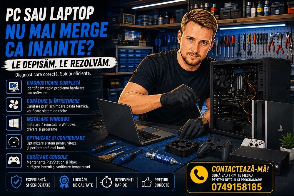 Probleme PC sau laptop. Diagnosticare, reparatii si optimizare