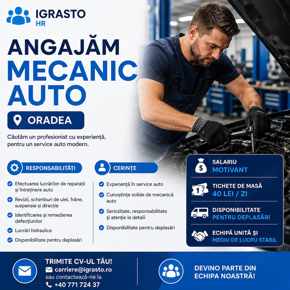 Igrasto HR angajeaza Mecanic Auto